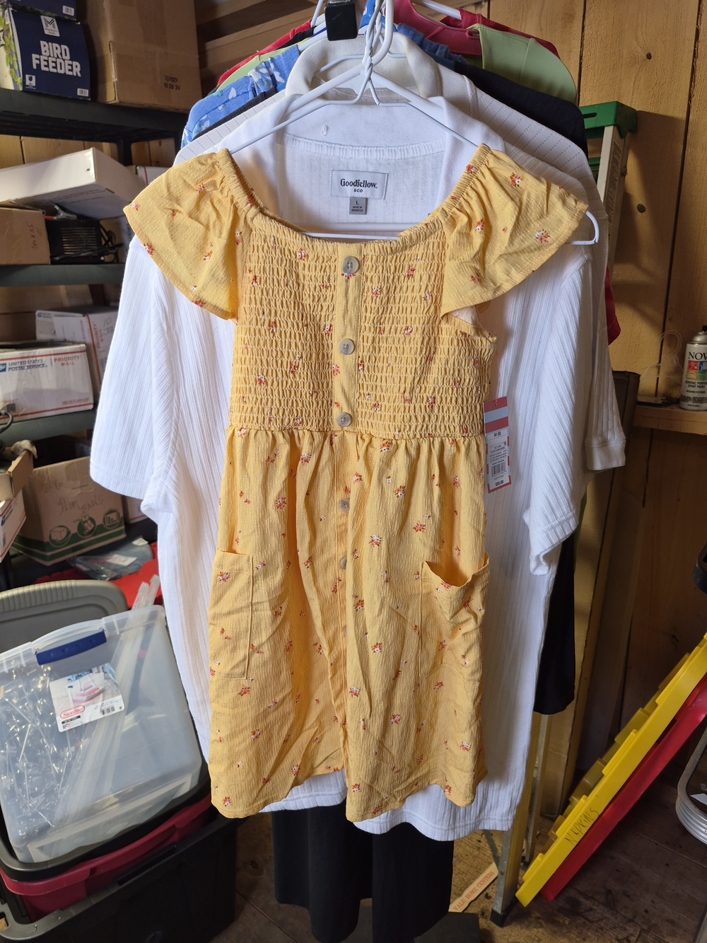 Cat & Jack Yellow Floral Smocked Sundress with Ruffle Sleeves Bin 55